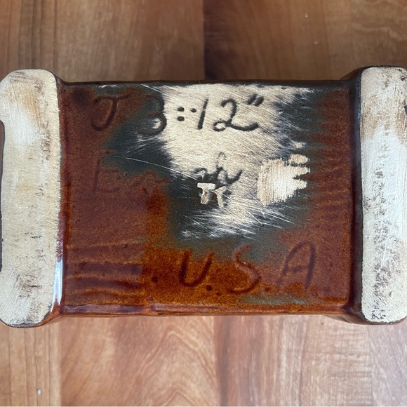 Vintage Large Rare 12" Brush McCoy Two Tone Brown Drip Square Planter J3-12 - Picture 6 of 9